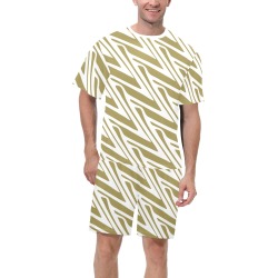 Bohemian white & beige Men's Short Pajama Set