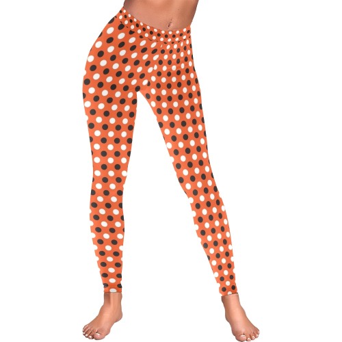 Halloween Polka Dots - Small Women's Low Rise Leggings (Invisible Stitch) (Model L05)