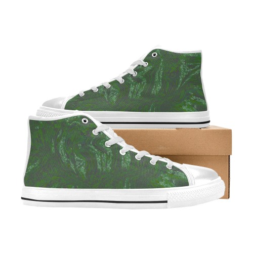 ocean storms green wht Men’s Classic High Top Canvas Shoes (Model 017)