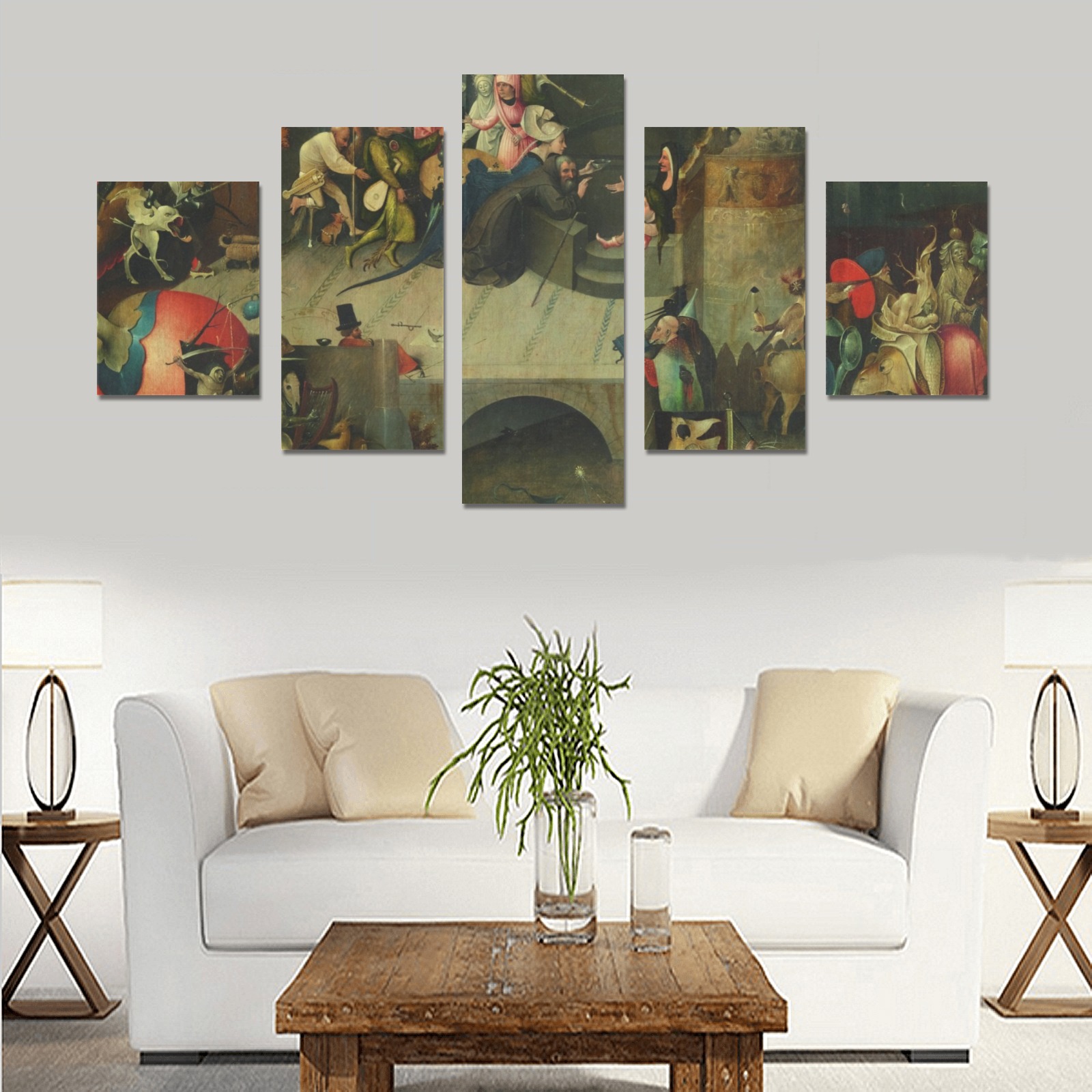 Hieronymus Bosch-The Temptation of St Anthony Canvas Print Sets B (No Frame)