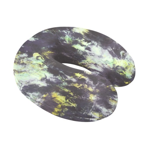 Green and black colorful marbling U-Shape Travel Pillow