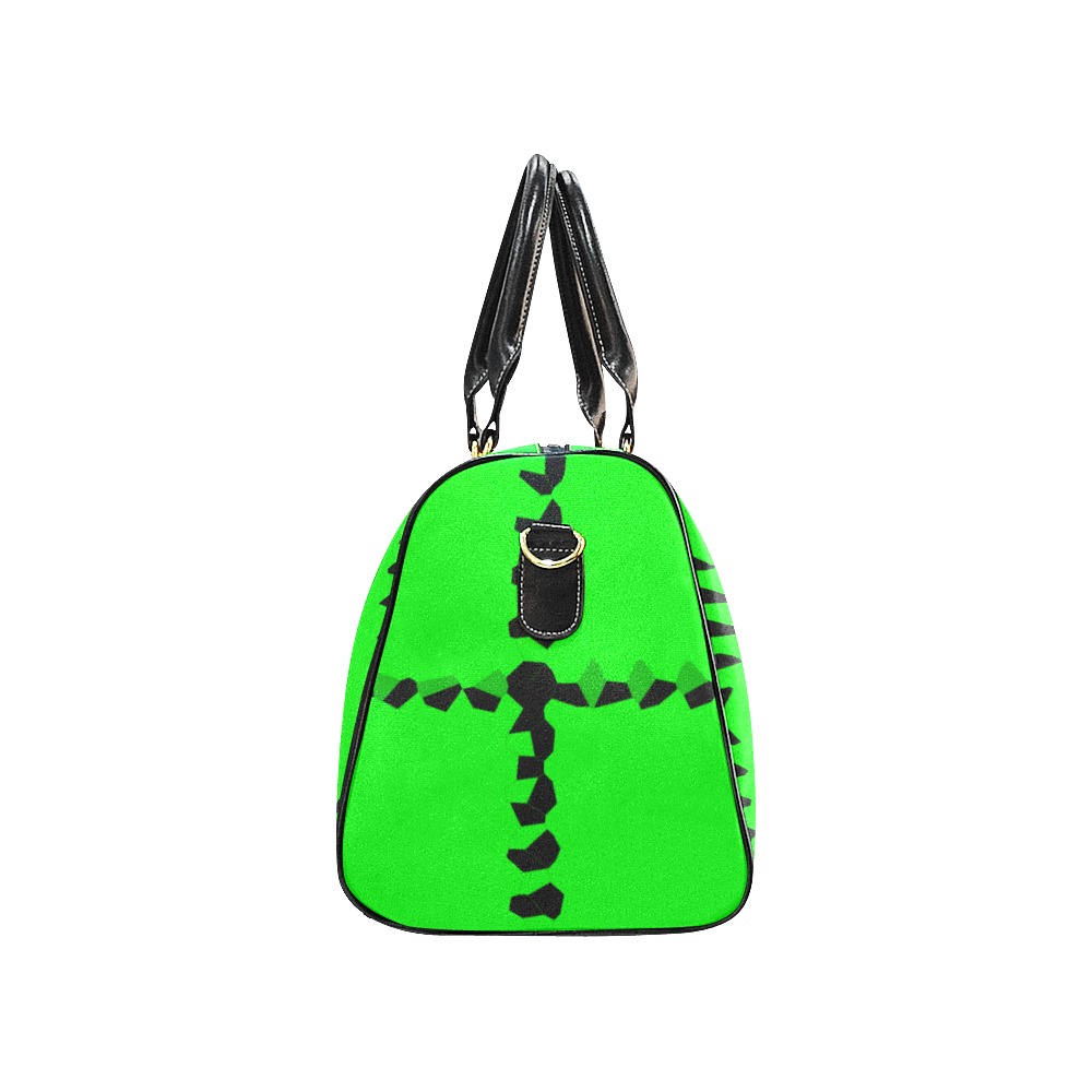 Black Interlocking Squares Mosaic green New Waterproof Travel Bag/Large (Model 1639)