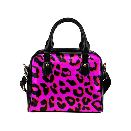 Leopard Print Pink Shoulder Handbag (Model 1634)