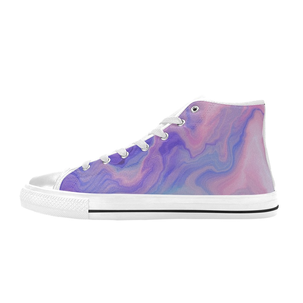 Abstract-wavy-paint-01 Women's Classic High Top Canvas Shoes (Model 017)