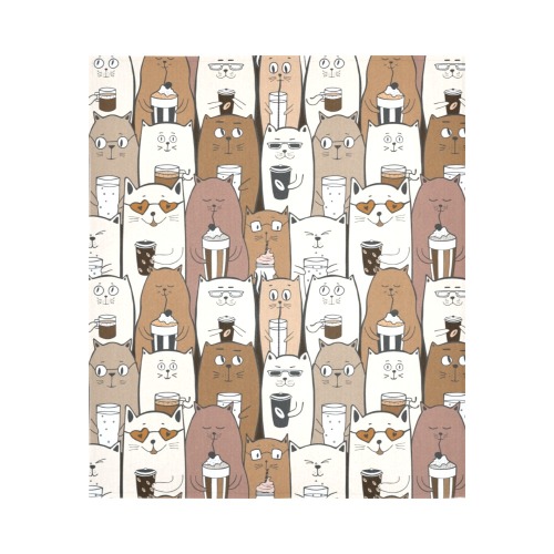 Cats and Coffee Cotton Linen Wall Tapestry 51"x 60"