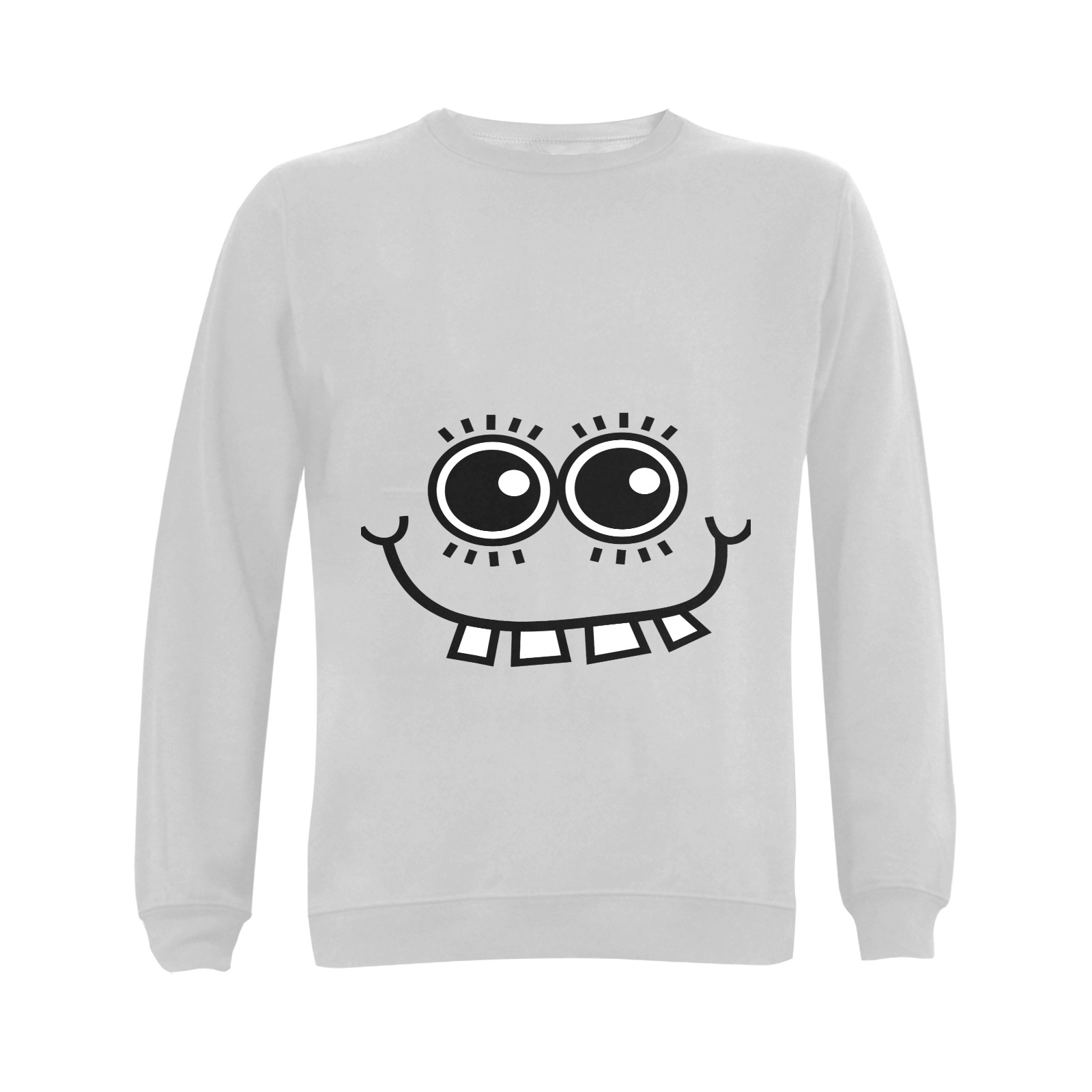 Cute Toothy Grin Comic Geeky Cartoon Face Gildan Crewneck Sweatshirt(NEW) (Model H01)