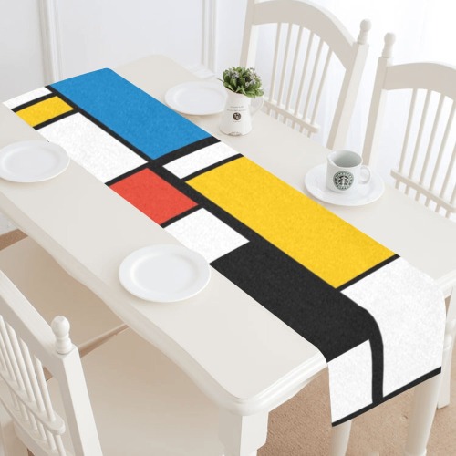 Mondrian De Stijl Modern Table Runner 14x72 inch