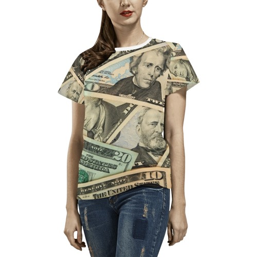 US PAPER CURRENCY All Over Print T-Shirt for Women (USA Size) (Model T40)