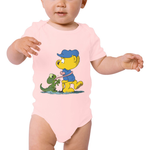 Ferald and The Baby Lizard Baby Powder Organic Short Sleeve One Piece (Model T28)