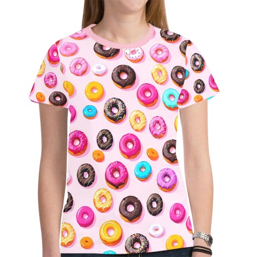 Donut Pattern New All Over Print T-shirt for Women (Model T45)