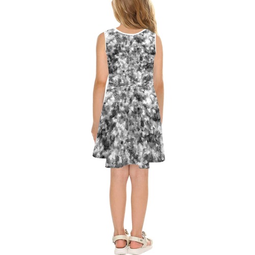 Black/white sundress Girls' Sleeveless Sundress (Model D56)