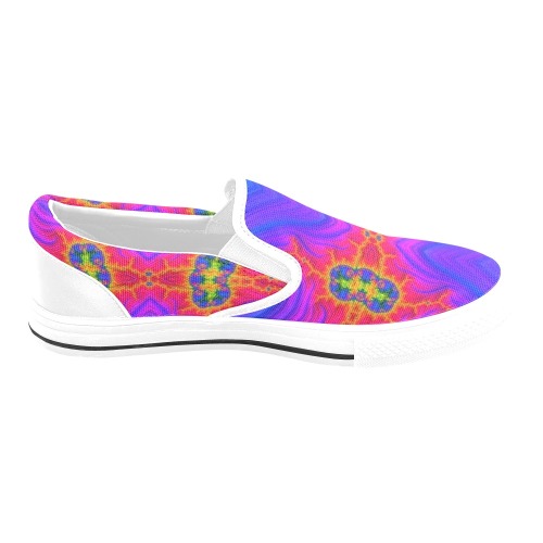 Tropical Islands in the Sea Fractal Abstract Women's Slip-on Canvas Shoes (Model 019)