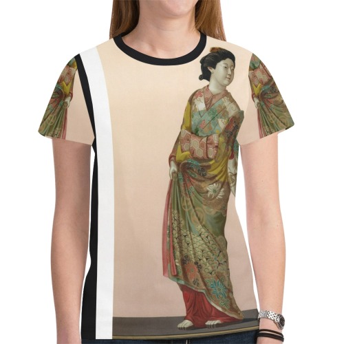 Geshia Woman Standing T Shirt New All Over Print T-shirt for Women (Model T45)