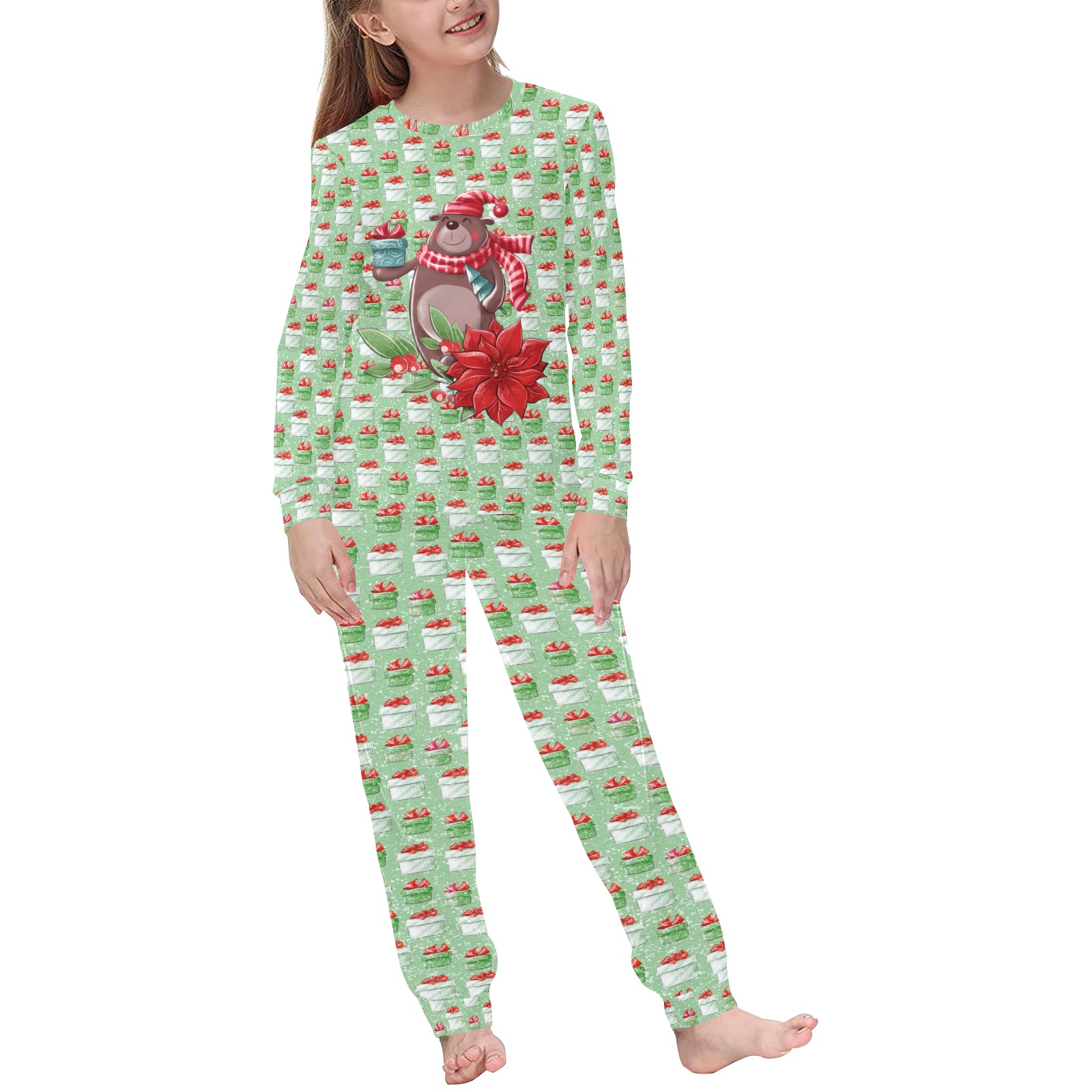 Funny Xmas Bear Kids' All Over Print Pajama Set