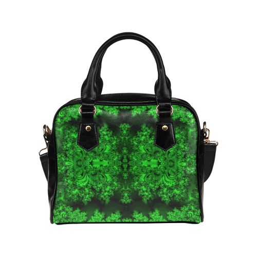 Frost on the Evergreens Fractal Shoulder Handbag (Model 1634)