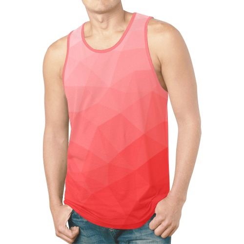 Red gradient geometric mesh pattern New All Over Print Tank Top for Men (Model T46)