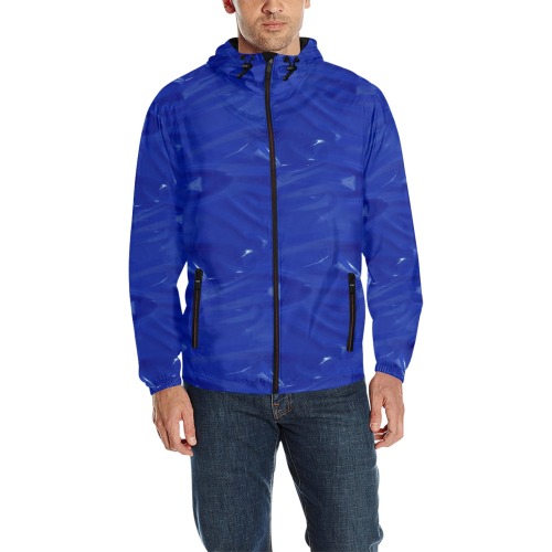 Blue Wet Look by Nico Bielow All Over Print Quilted Windbreaker for Men (Model H35)