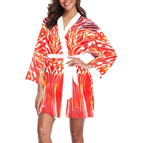 red Long Sleeve Kimono Robe