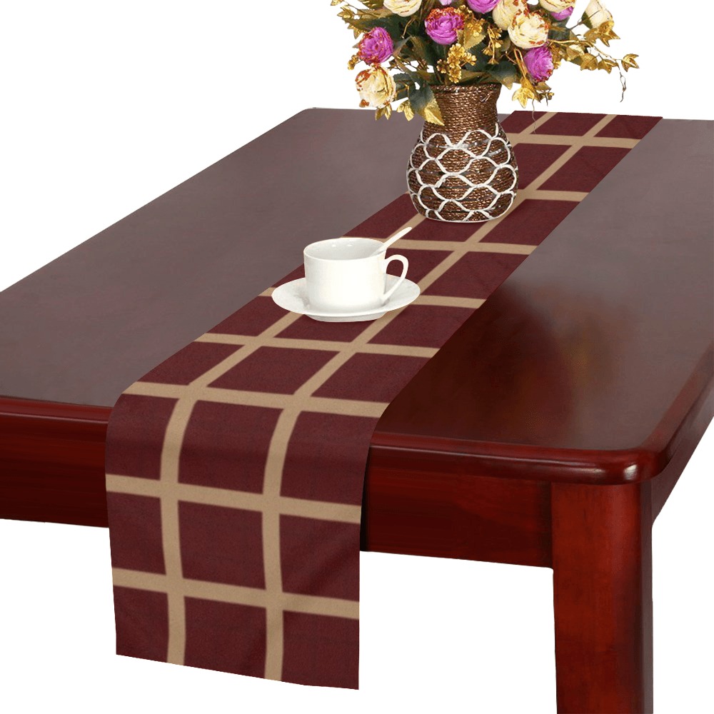 maroon and brown Thickiy Ronior Table Runner 16"x 72"
