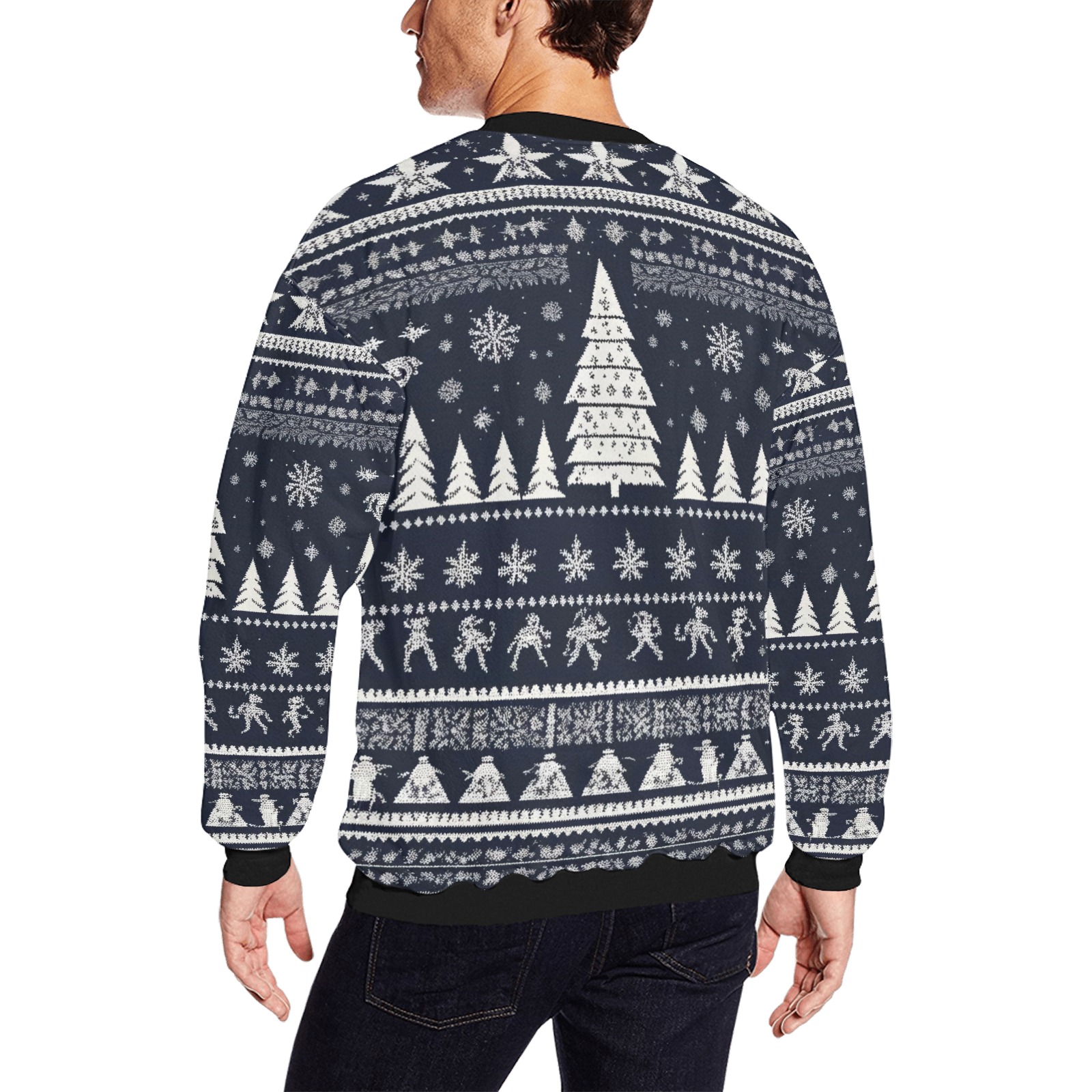 Fantasy enchanted forest witch winter pattern. Men's Oversized Fleece Crew Sweatshirt (Model H18)