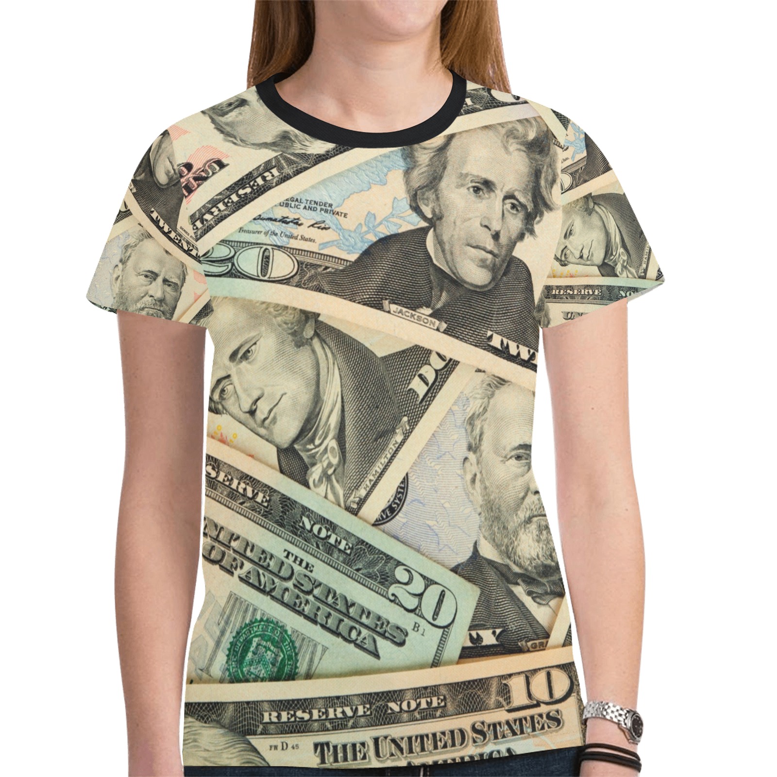 US PAPER CURRENCY New All Over Print T-shirt for Women (Model T45)