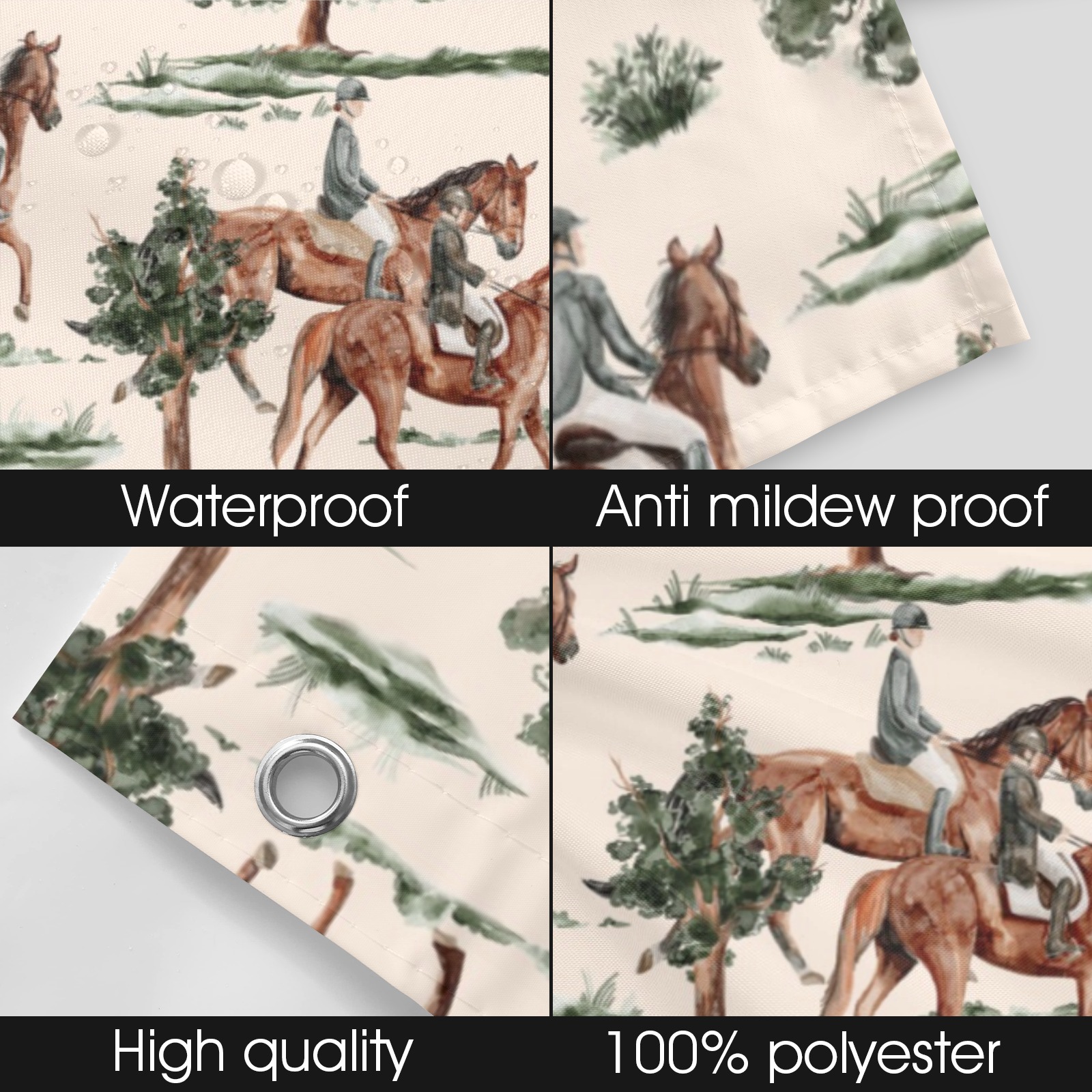 Equestrian Horses Shower Curtain Shower Curtain 72" x 72"