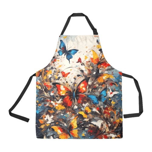 Decorative art of colorful butterflies and flowers All Over Print Apron