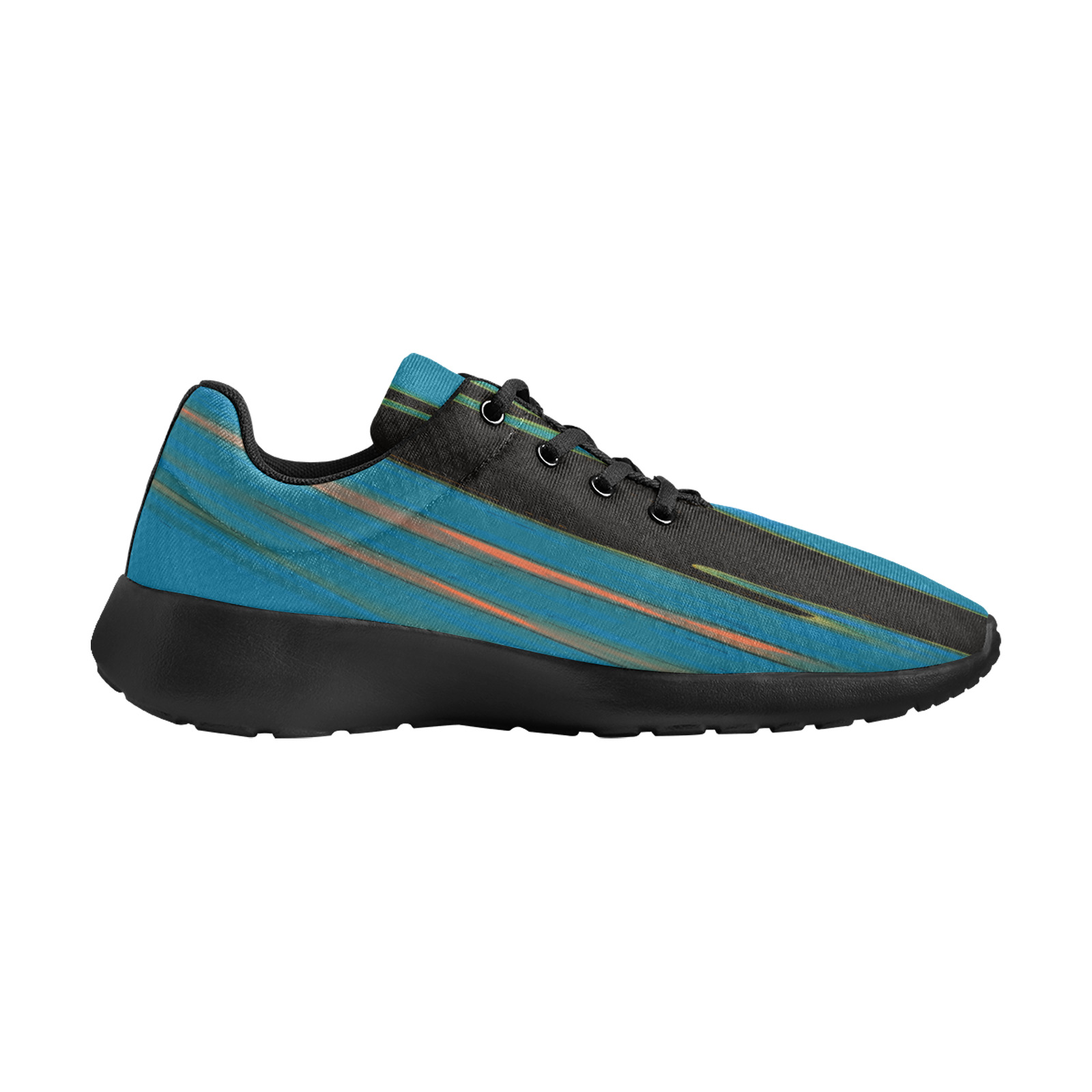 Black Turquoise And Orange Go! Abstract Art Men's Athletic Shoes (Model 0200)