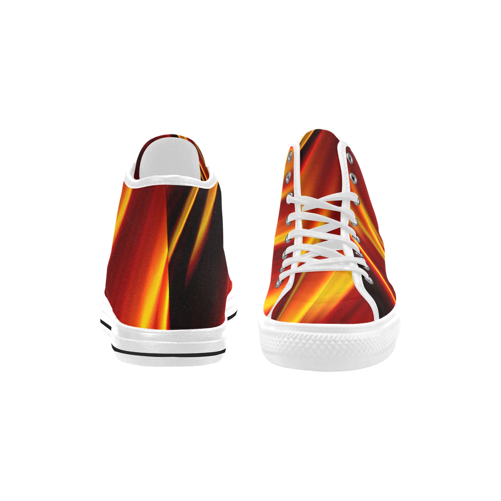 Orange and Red Flames Fractal Abstract Vancouver H Women's Canvas Shoes (1013-1)