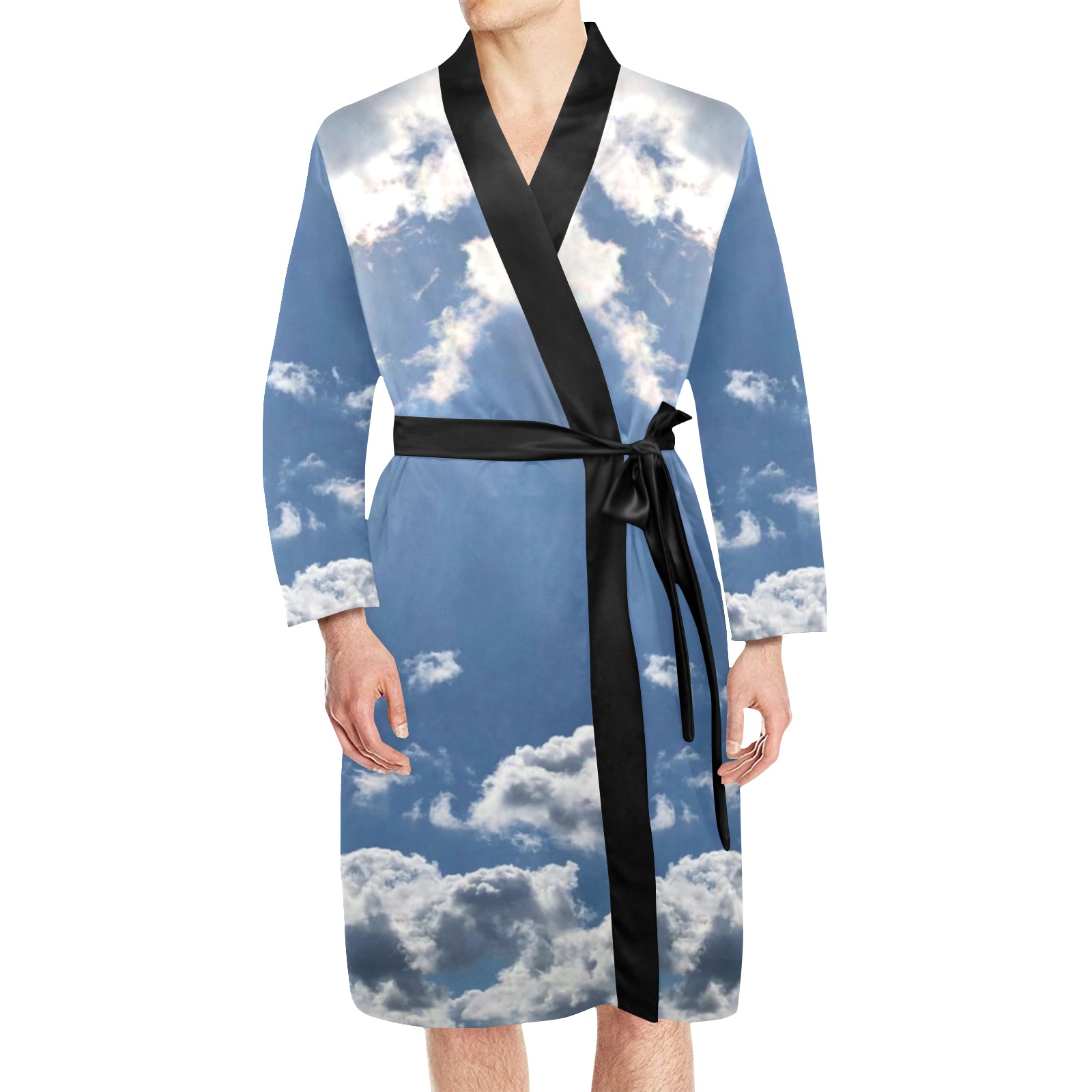 Nice Bright Day Men's Long Sleeve Belted Night Robe (Model H56)