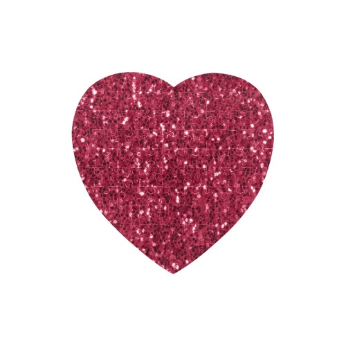 Magenta dark pink red faux sparkles glitter Heart-Shaped Jigsaw Puzzle (Set of 75 Pieces)