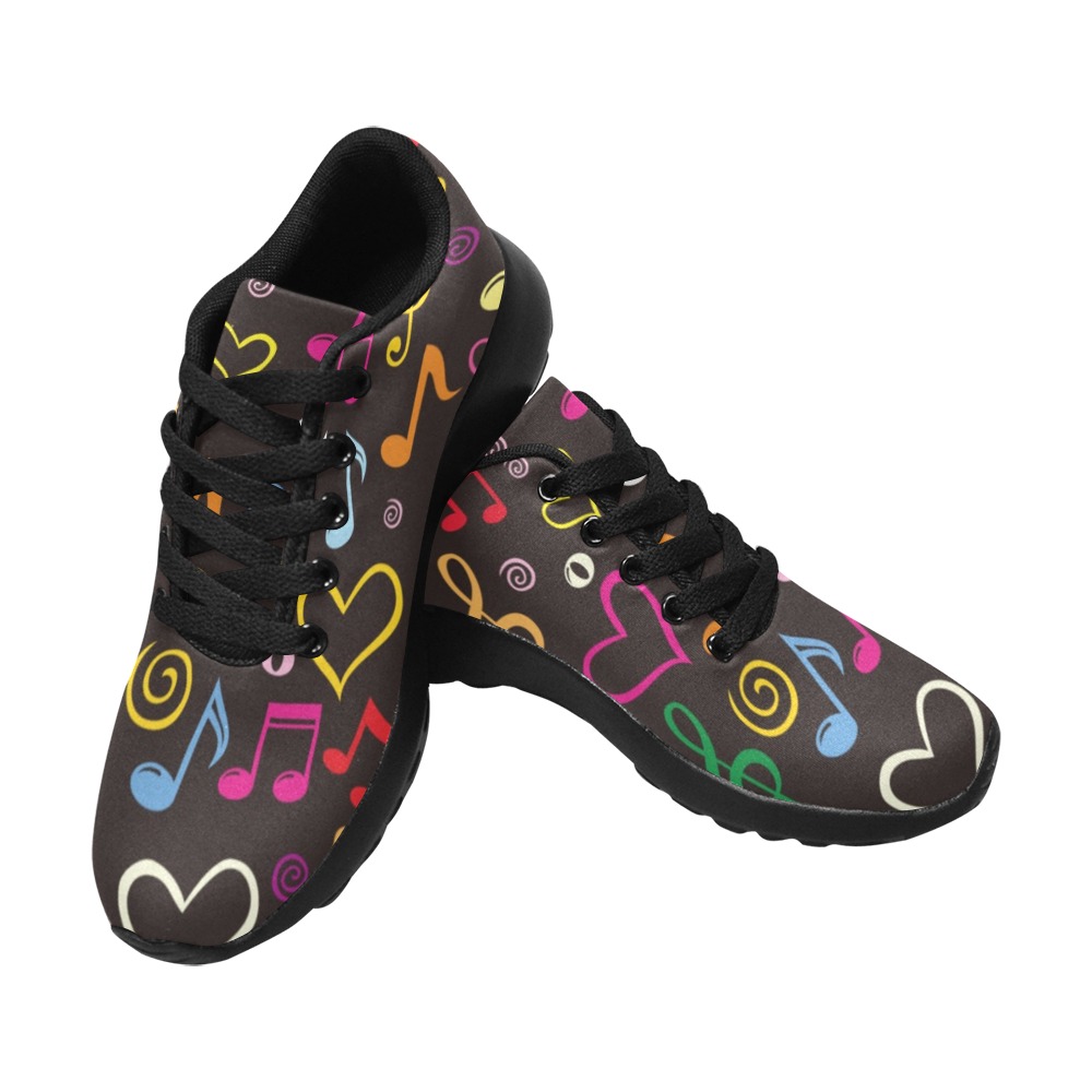 Musical notes with love Collection Kid's Running Shoes (Model 020)