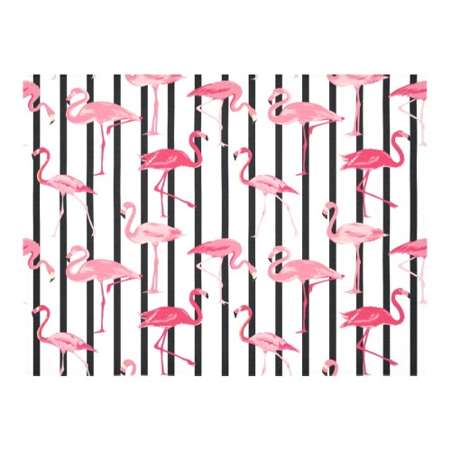 pink flamingo Stripe Cotton Linen Tablecloth 52"x 70"