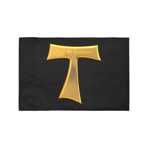 Franciscan Tau Cross Pax Et Bonum Gold  Metallic Motorcycle Flag (Twin Sides)