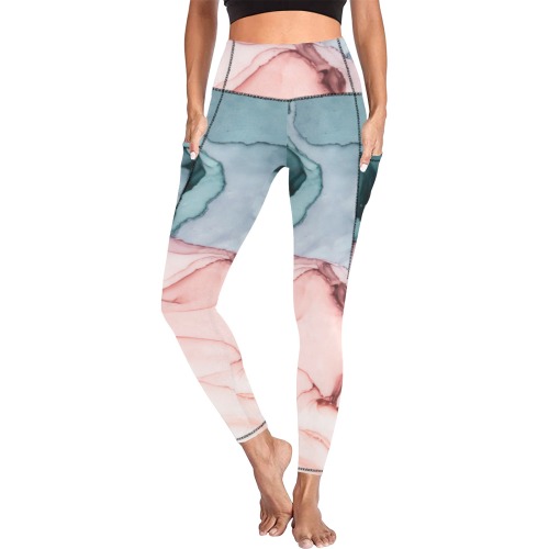 Alcohol ink colors PML 01 Women's All Over Print Leggings with Pockets (Model L56)