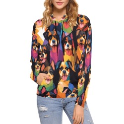 Colorful irregular pattern of funny adorable dogs. All Over Print Hoodie for Women (USA Size) (Model H13)