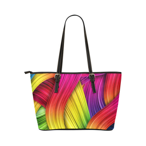 BEAUTIFUL ABSTRACT LEATHER TOTE BAG Leather Tote Bag/Large (Model 1651)