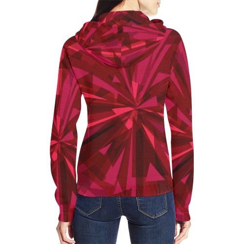 Red Explosion All Over Print Full Zip Hoodie for Women (Model H14)