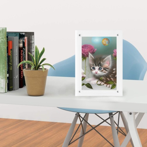 Cute Kittens 4 Acrylic Magnetic Photo Frame 5"x7"