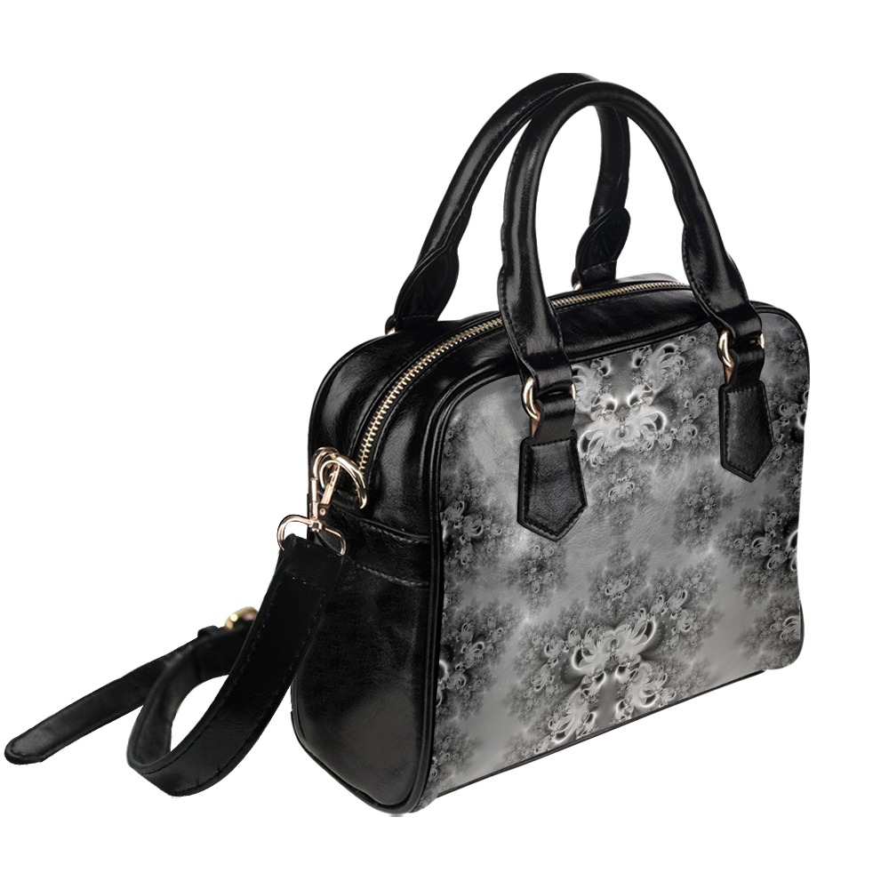 Cloudy Day in the Garden Frost Fractal Shoulder Handbag (Model 1634)