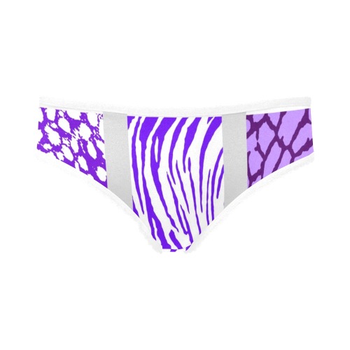 White and Purple Mixed Animal Print Women's All Over Print Girl Briefs (Model L14)