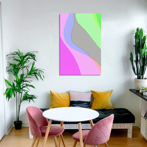 Abstract 703 - Retro Groovy Pink And Green Frame Canvas Print 20"x30"