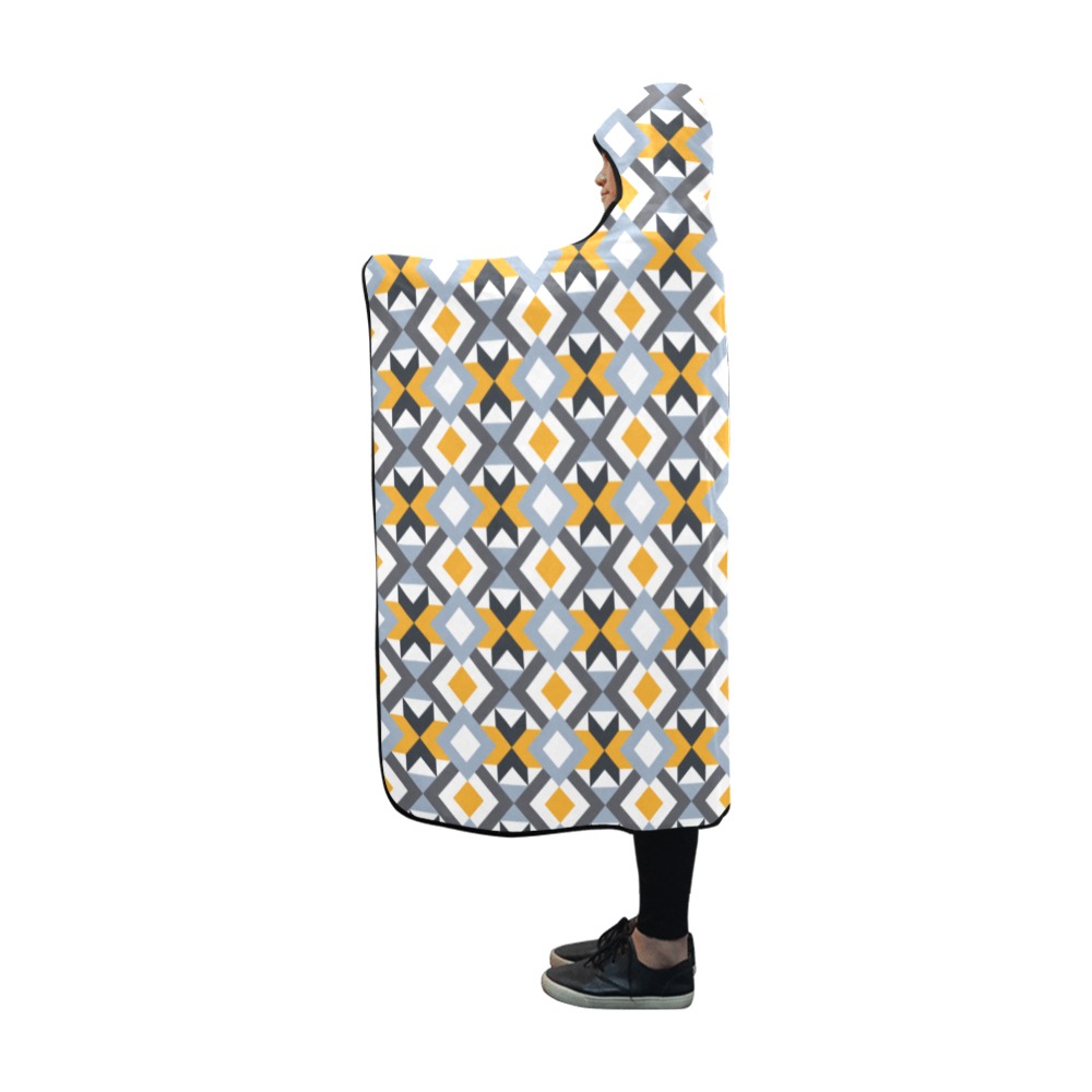 Retro Angles Abstract Geometric Pattern Hooded Blanket 60''x50''