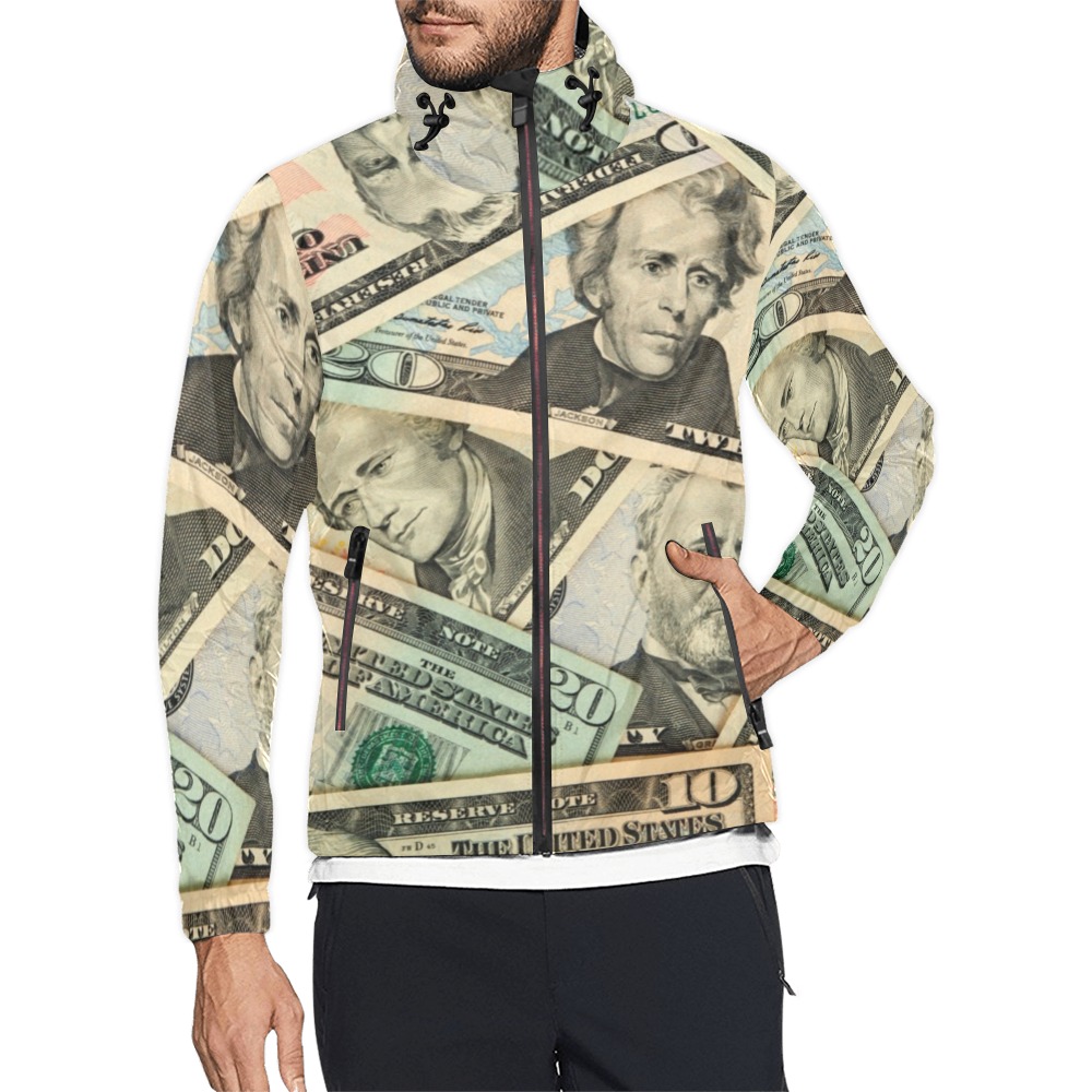 US PAPER CURRENCY Unisex All Over Print Windbreaker (Model H23)