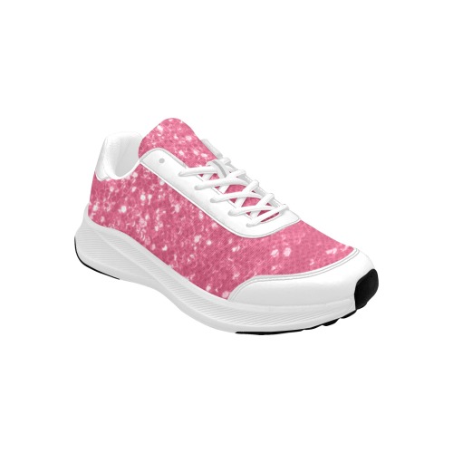 Magenta light pink red faux sparkles glitter Women's Mudguard Running Shoes (Model 10092)