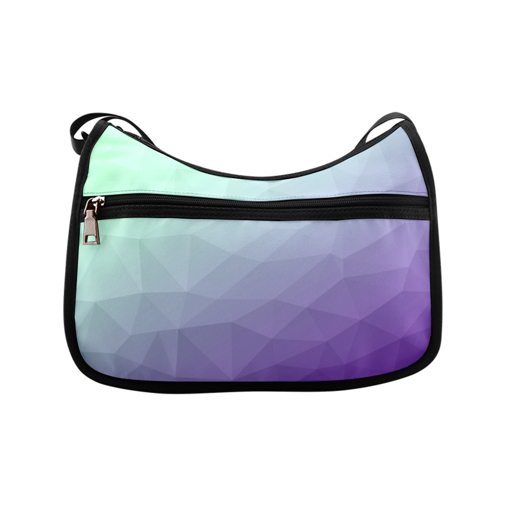 Purple green ombre gradient geometric mesh pattern Crossbody Bags (Model 1616)