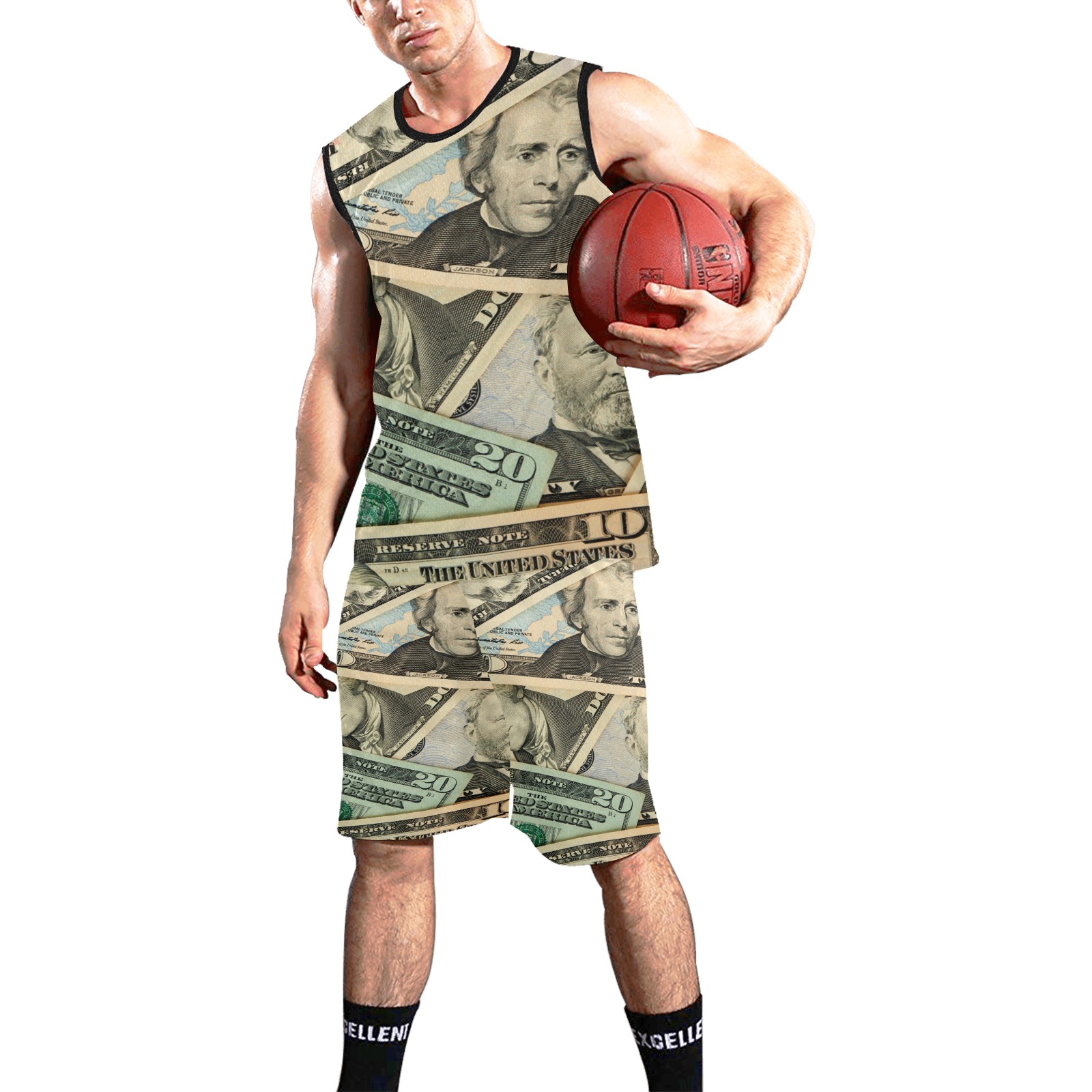 US PAPER CURRENCY All Over Print Basketball Uniform