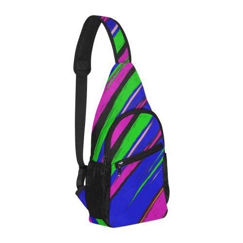 Diagonal Green Blue Purple And Black Abstract Art All Over Print Chest Bag (Model 1719)