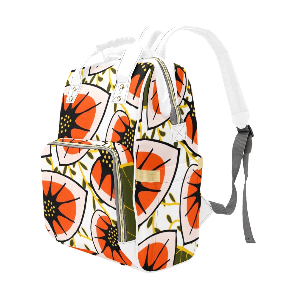 African leaves and flowers Multi-Function Diaper Backpack/Diaper Bag (Model 1688)