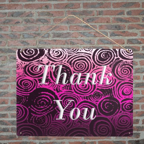 Thank You Swirls Pink Metal Tin Sign 16"x12"
